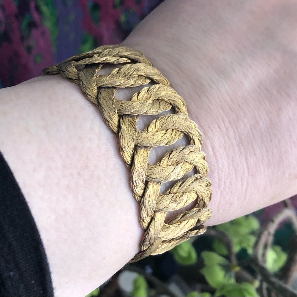 Vintage hand crafted braided gold strand bracelet